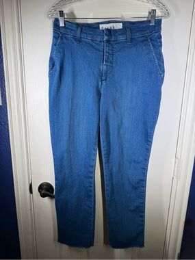 Frank & Eileen Sz 6 4-Way Stretch Straight Leg Raw Hem Jeans in Denim Blue